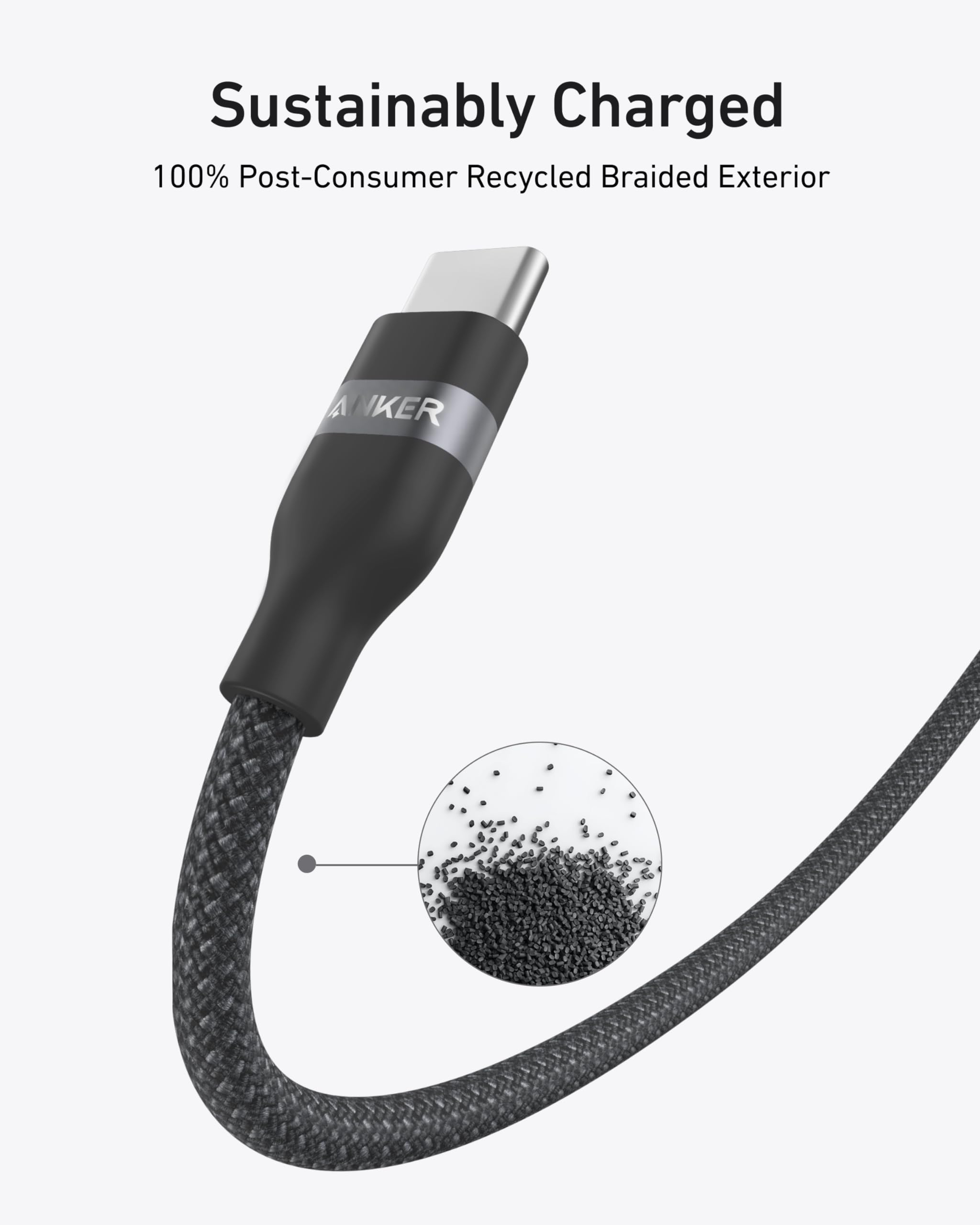 Anker USB-C to USB-C Cable (3 ft / 6 ft, 240W, Upcycled-Braided, 4-Pack)
