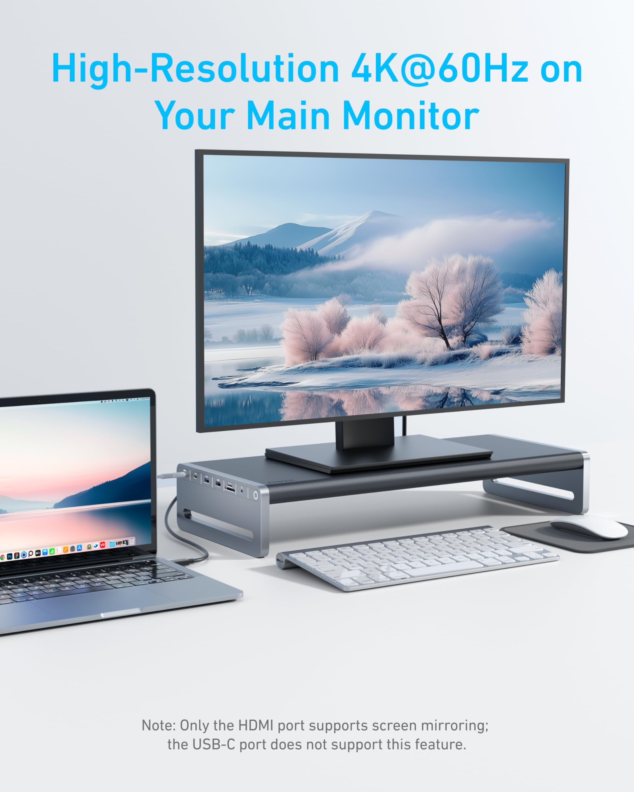 Anker docking station supporting 4K@60Hz monitor for clear viewing