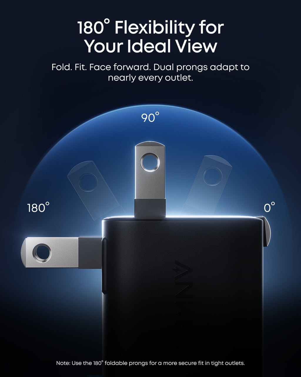 Anker Nano Charger (45W, Smart Display, 180° Foldable) and USB-C to USB-C Cable
